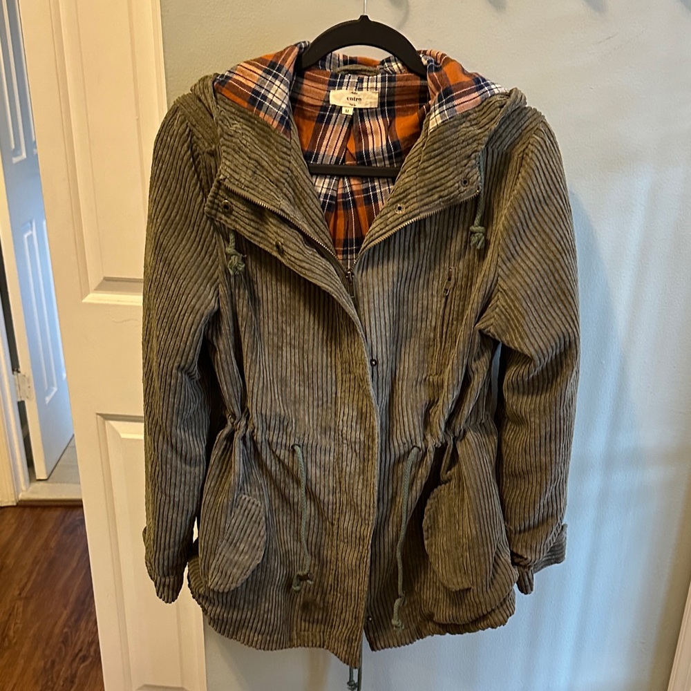 Entro Green and Orange Corduroy/Plaid Jacket